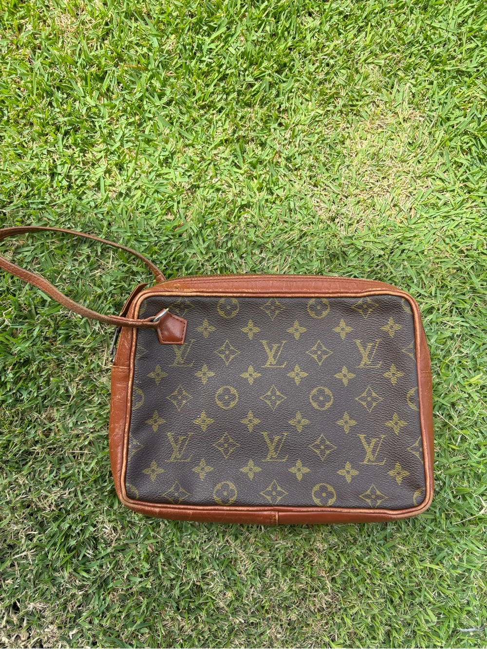 Free Twilly with Vintage Louis Vuitton Brown Monogram Pouch/Clutch